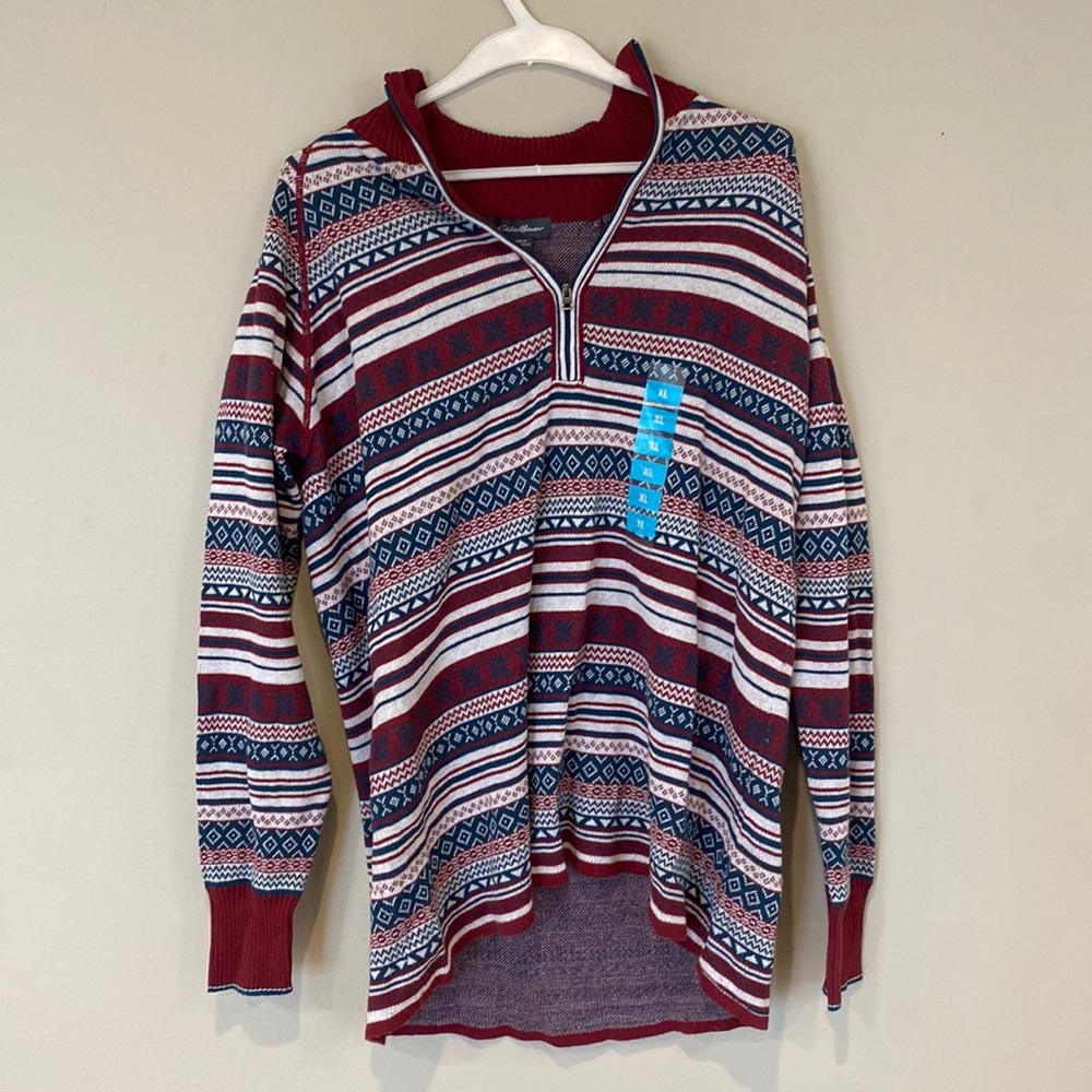Eddie Bauer fair isle 1/2 zip sweater